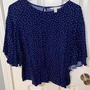 Navy blouse with white and red dots (XL)